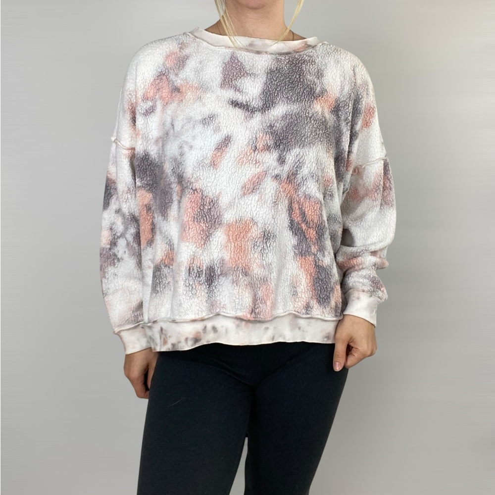 FREE PEOPLE Intimately Kelley Washed Tie‎ Dye Pullover Sweatshirt Relaxed